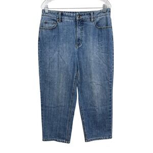 Talbots Womens Crop Capri Jeans Stretch Tapered Hi Rise 5 Pocket Blue Sz 12